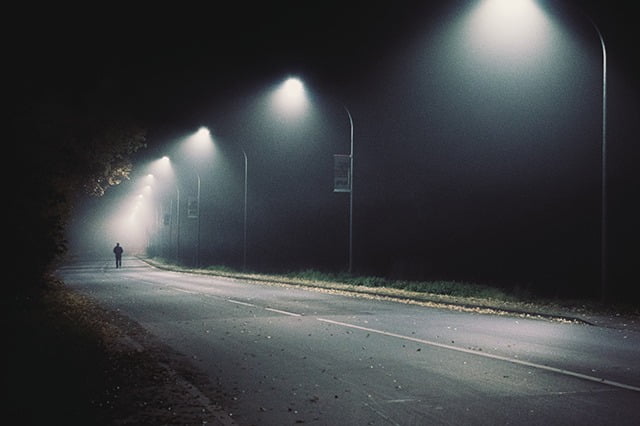 Lampione stradale a LED notturno