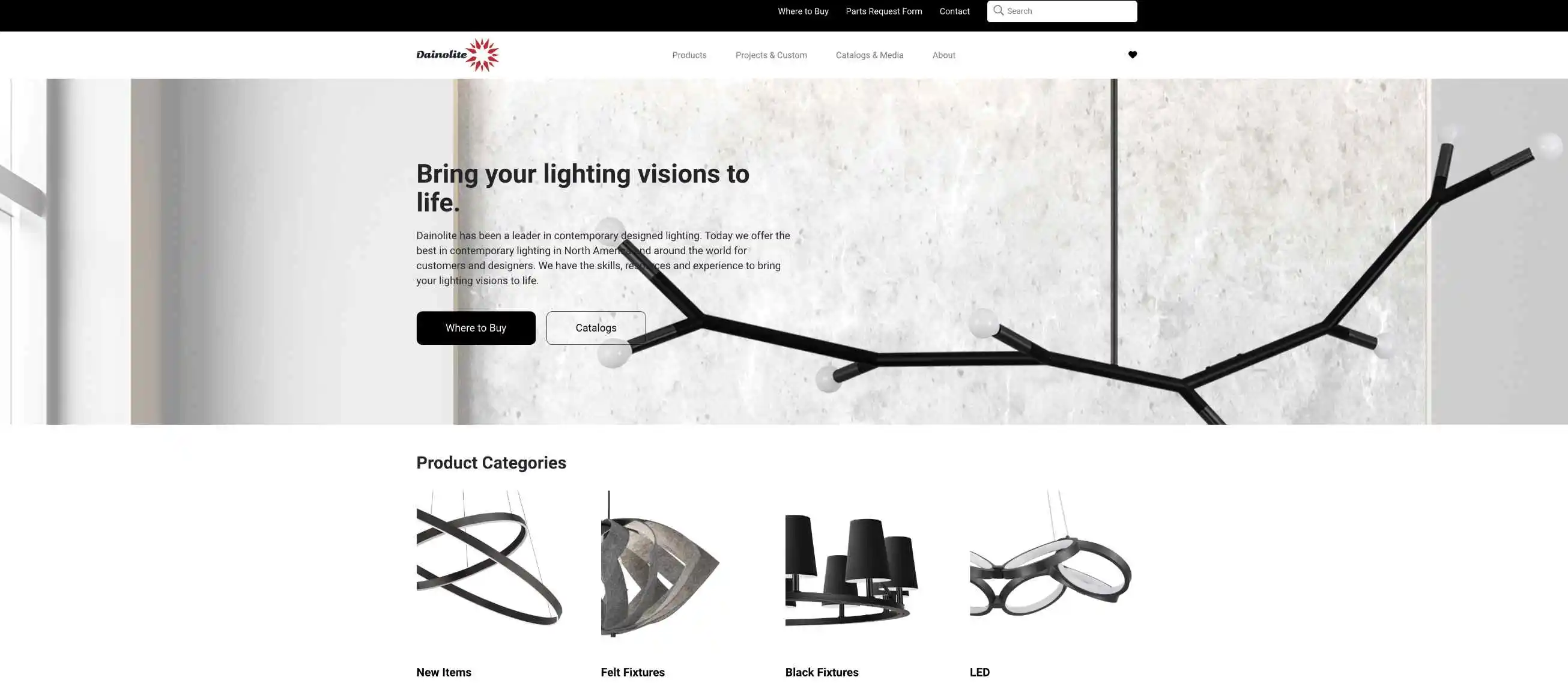 Website design for modern home by Dainolite company