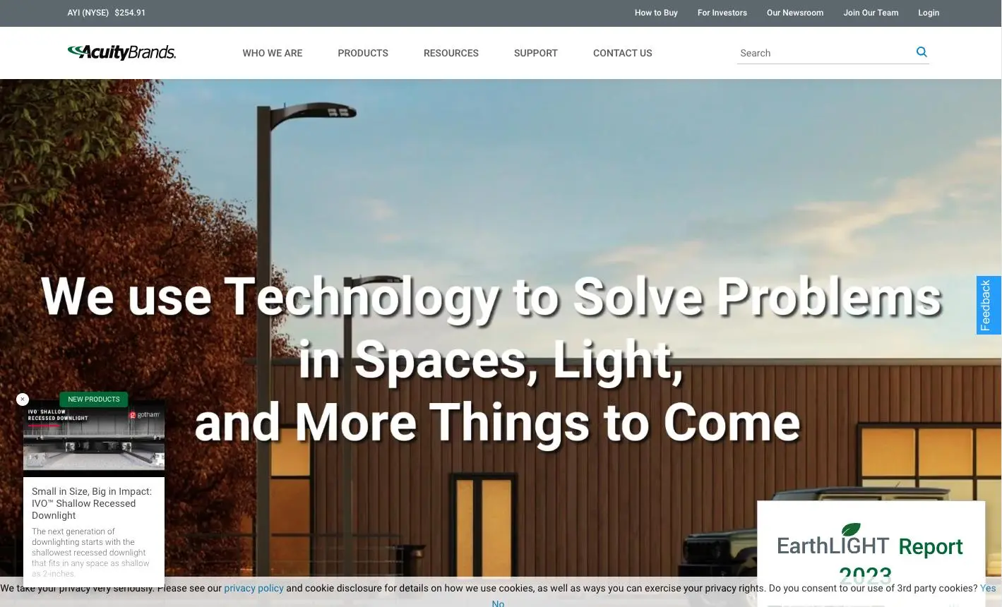 Beleuchtungs-Website der Marke Acuity
