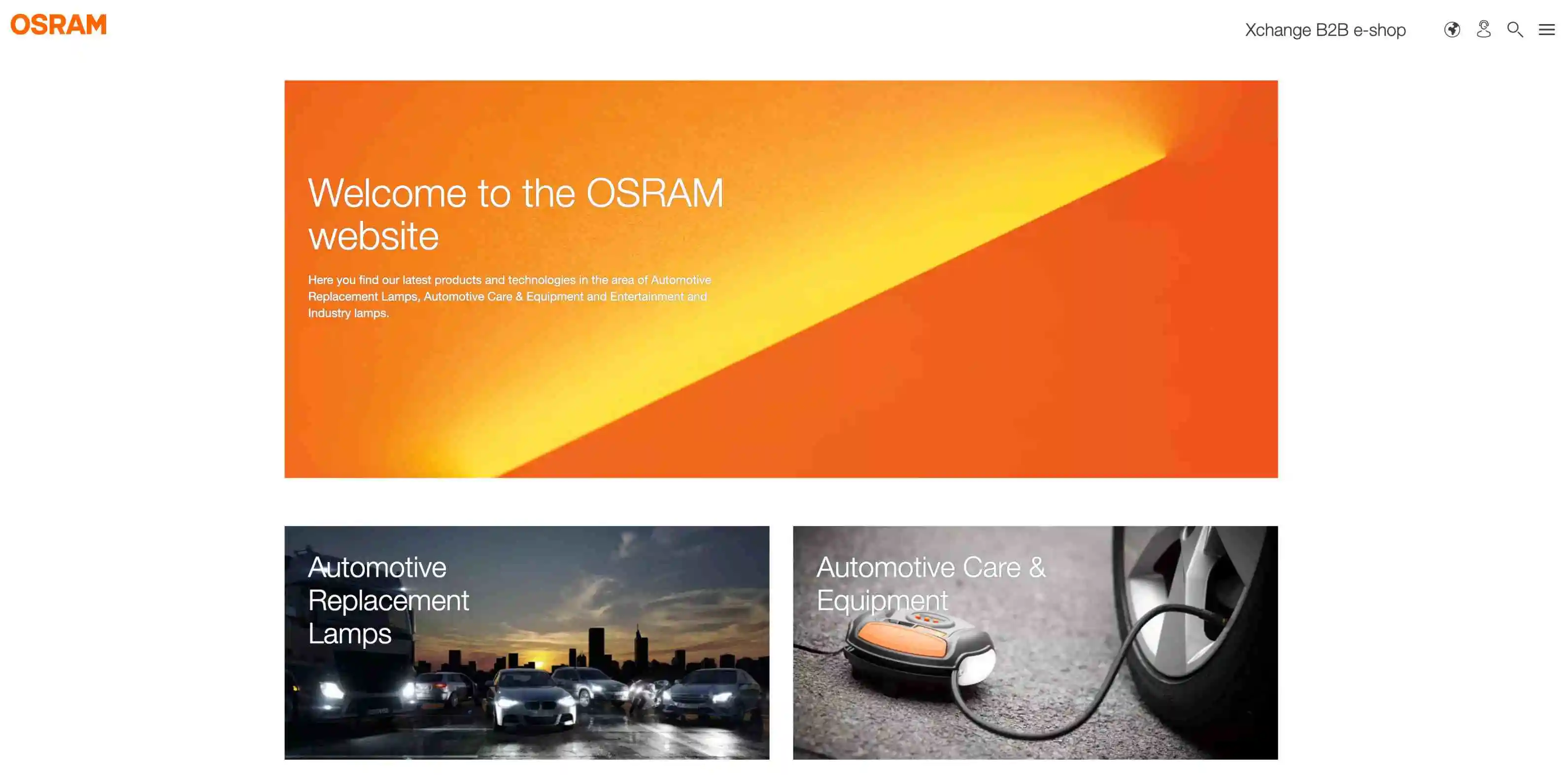 1Osram lighting company website showcasing their products and service
