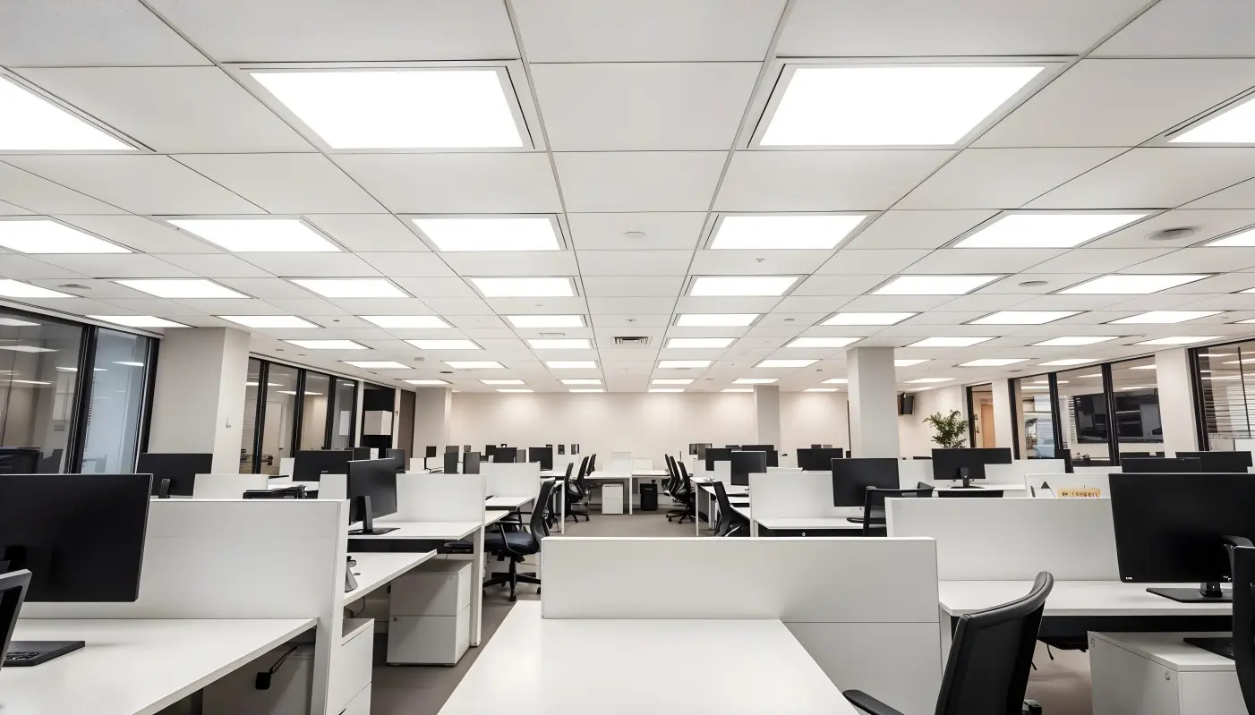 Office lighting setup with LED panel lights