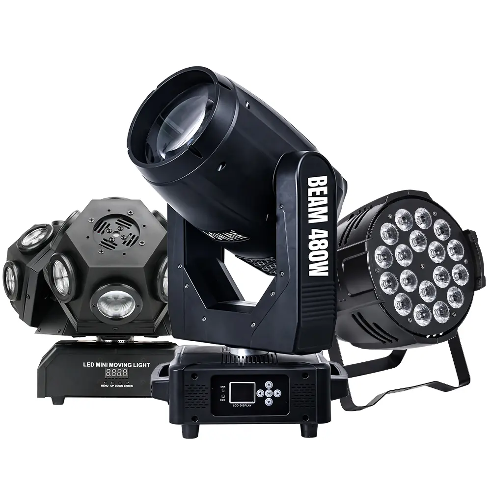 Stage lighting equipment set featuring 480W beam light LED mini moving light and LED PAR light